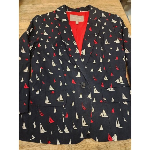 Banana Republic Jackets & Blazers - Banana Republic Blue Red White Sailboat Blazer Women's Size 2 Business Casual